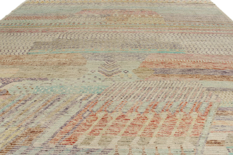 14x17 Ivory and Multicolor Turkish Tribal Rug