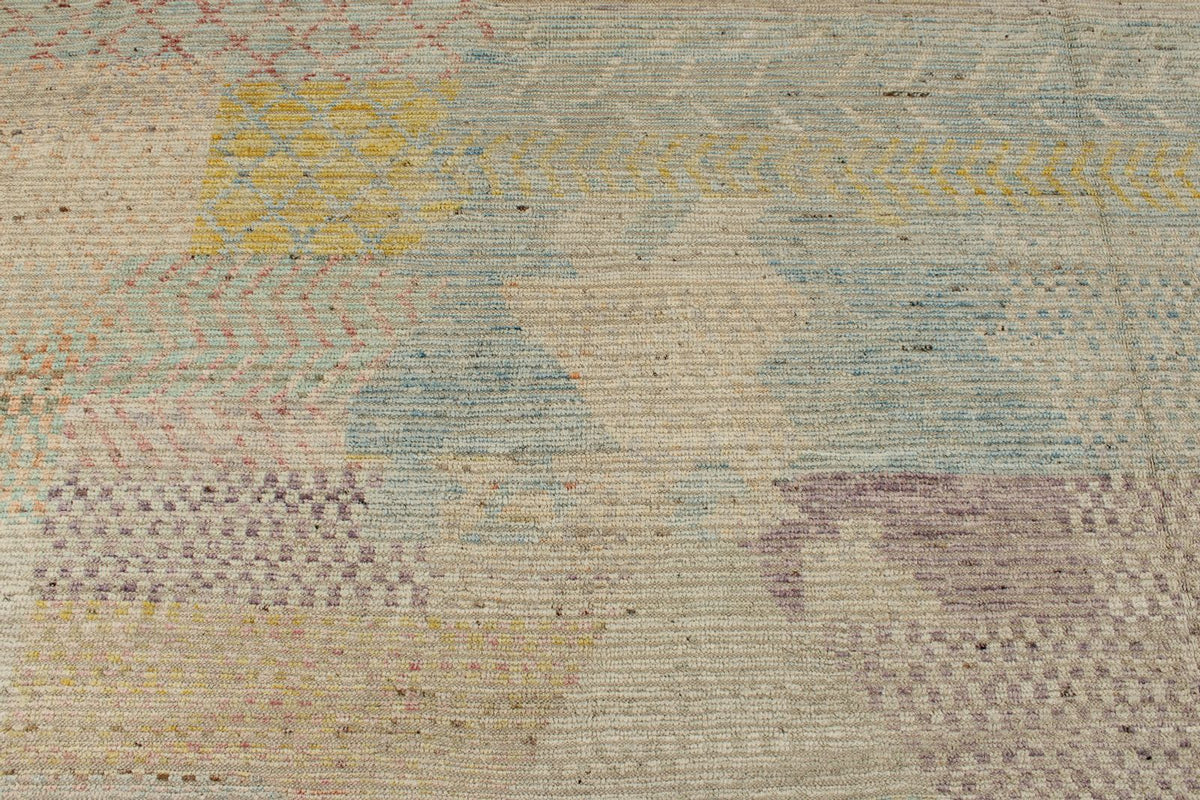 14x19 Ivory and Multicolor Turkish Tribal Rug