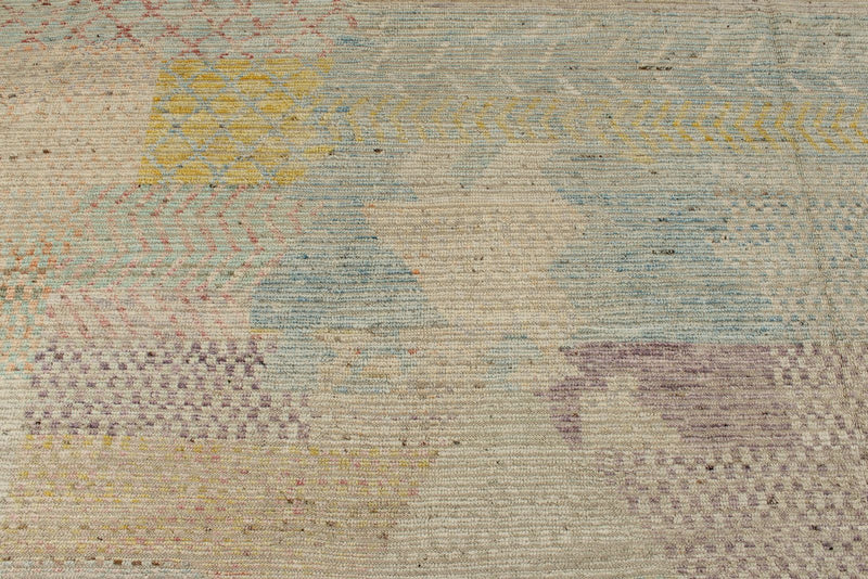 14x19 Ivory and Multicolor Turkish Tribal Rug
