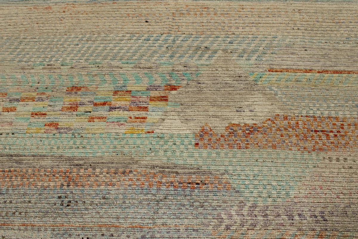 14x19 Ivory and Multicolor Turkish Tribal Rug