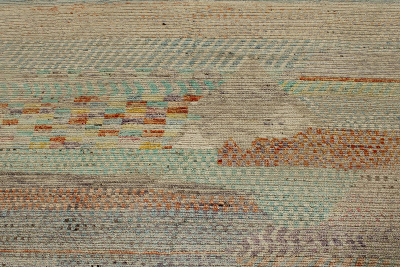 14x19 Ivory and Multicolor Turkish Tribal Rug