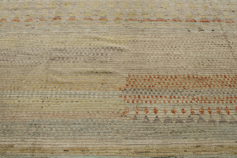 14x19 Ivory and Multicolor Turkish Tribal Rug