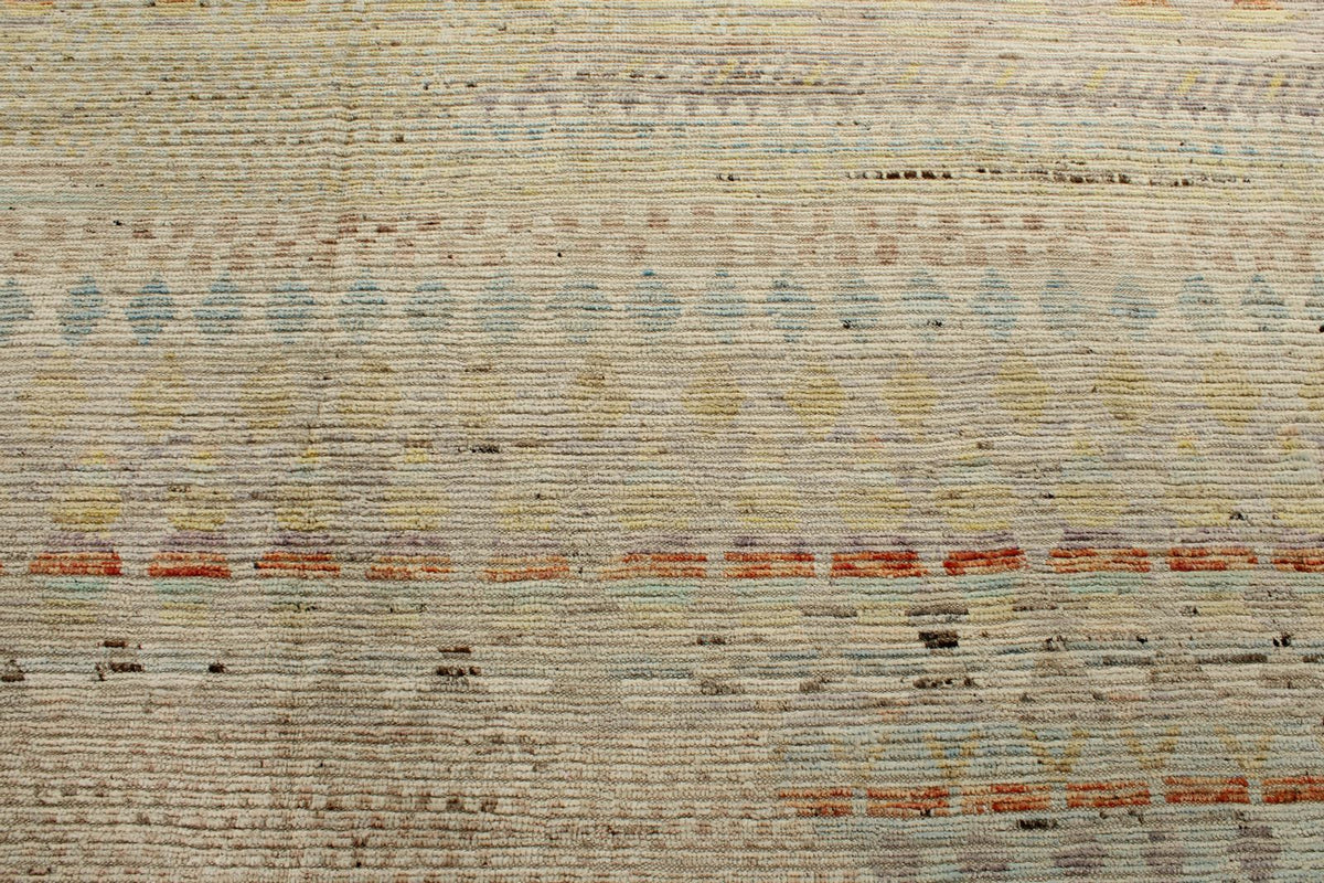 14x19 Ivory and Multicolor Turkish Tribal Rug