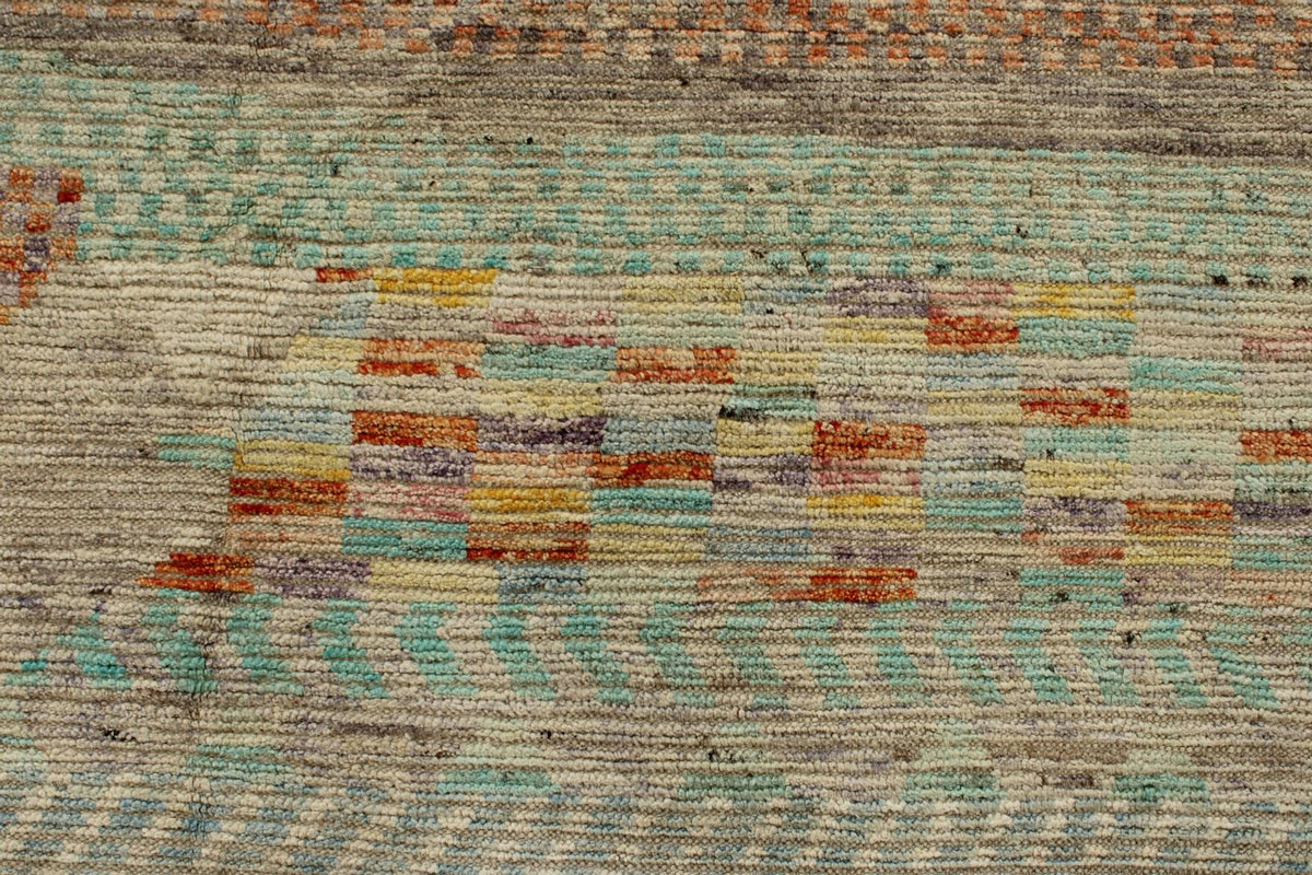 14x19 Ivory and Multicolor Turkish Tribal Rug