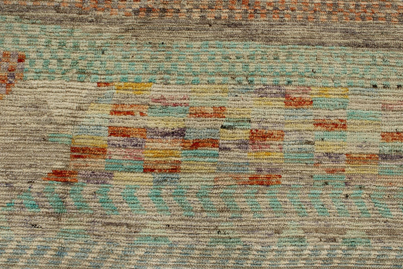 14x19 Ivory and Multicolor Turkish Tribal Rug