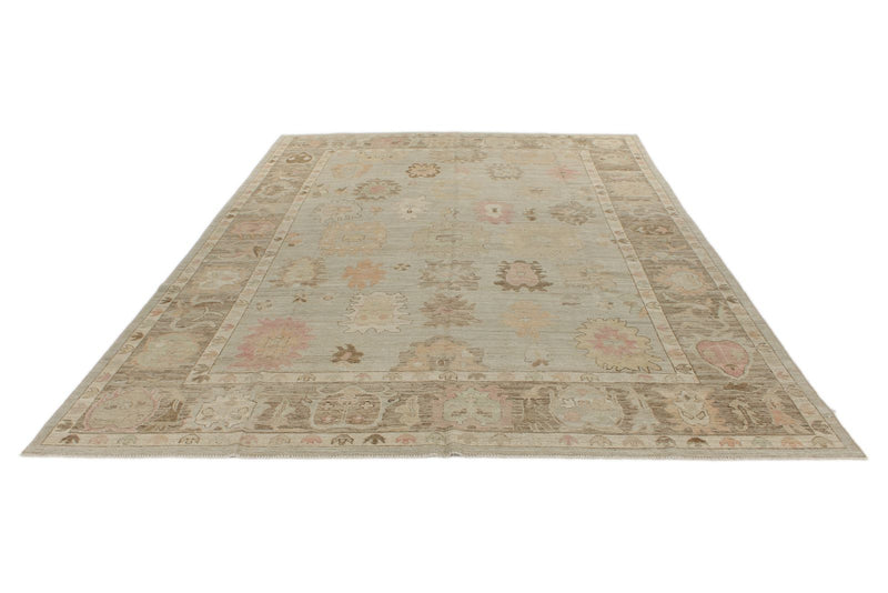 10x14 Gray and Brown Turkish Oushak Rug