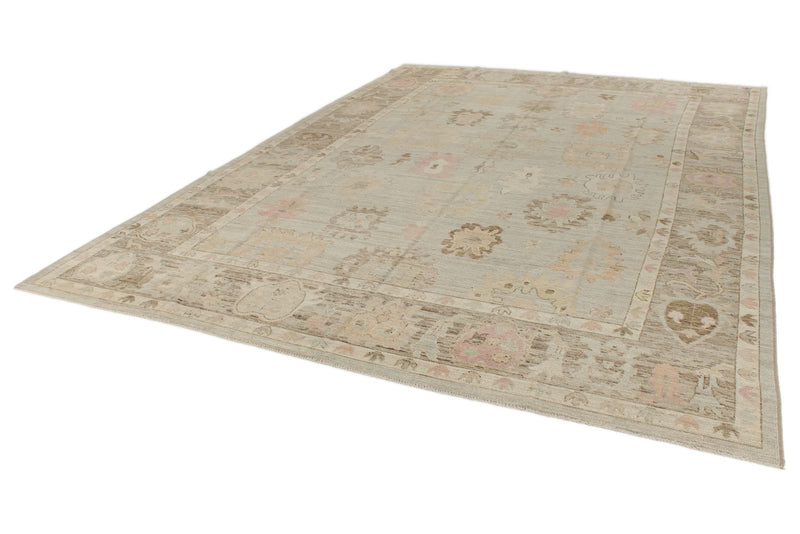 10x14 Gray and Brown Turkish Oushak Rug