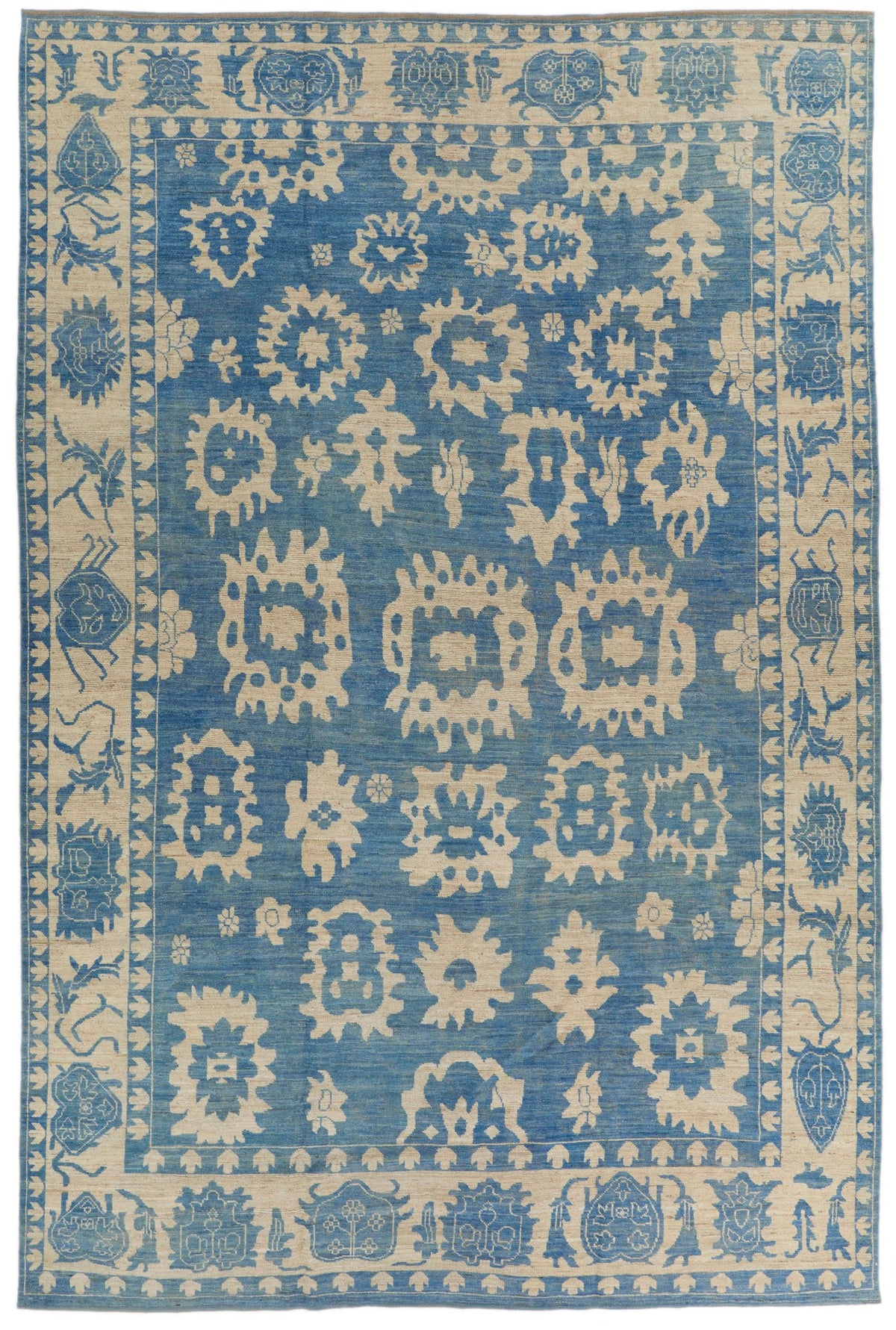 10x15 Light Blue and Ivory Turkish Oushak Rug