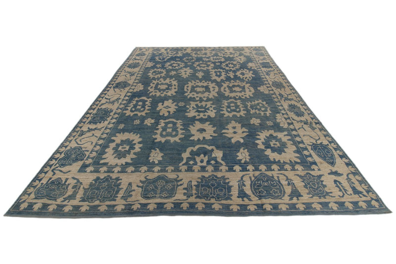 10x15 Light Blue and Ivory Turkish Oushak Rug