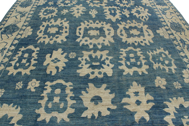 10x15 Light Blue and Ivory Turkish Oushak Rug