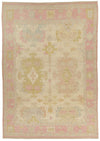 10x14 Ivory and Pink Turkish Oushak Rug