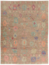 11x14 Brown and Multicolor Turkish Oushak Rug