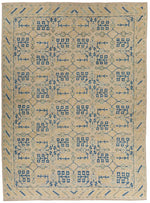 10x14 Ivory and Light Blue Turkish Oushak Rug