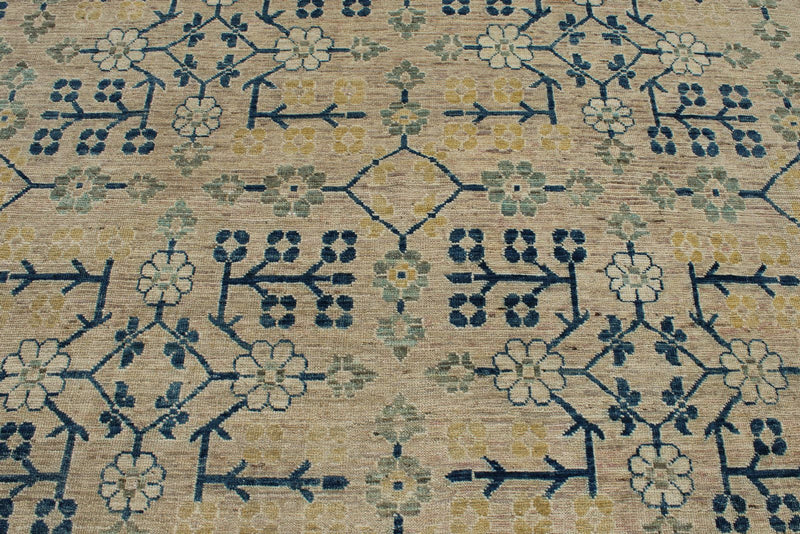 10x14 Ivory and Light Blue Turkish Oushak Rug