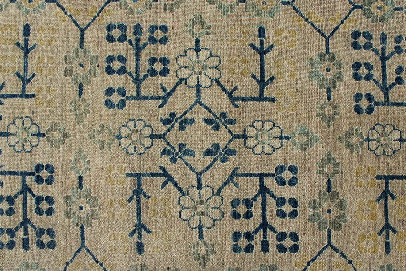 10x14 Ivory and Light Blue Turkish Oushak Rug