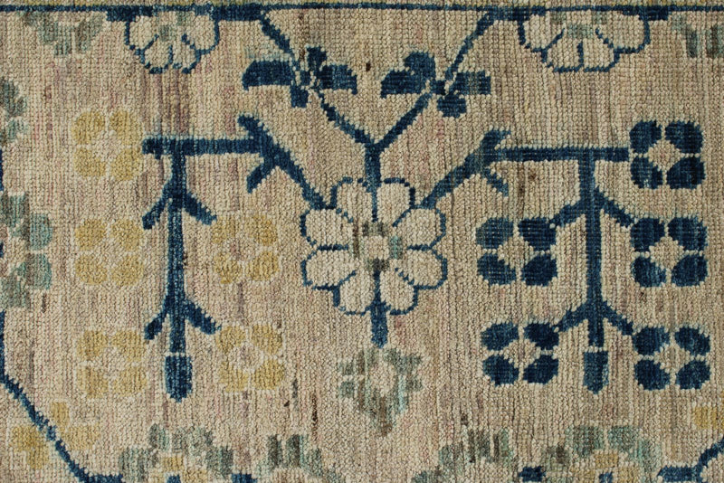 10x14 Ivory and Light Blue Turkish Oushak Rug