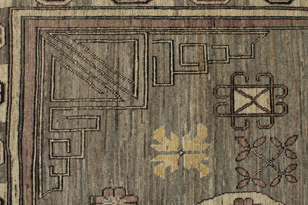 9x14 Gray and Ivory Turkish Oushak Rug