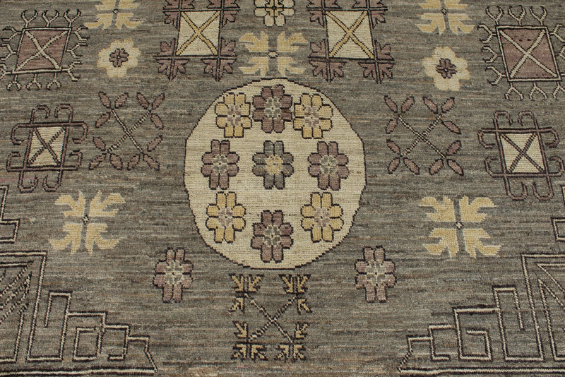 9x14 Gray and Ivory Turkish Oushak Rug