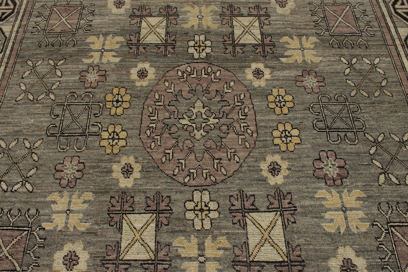 9x14 Gray and Ivory Turkish Oushak Rug