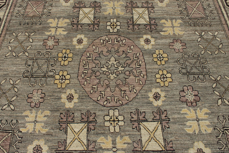 9x14 Gray and Ivory Turkish Oushak Rug