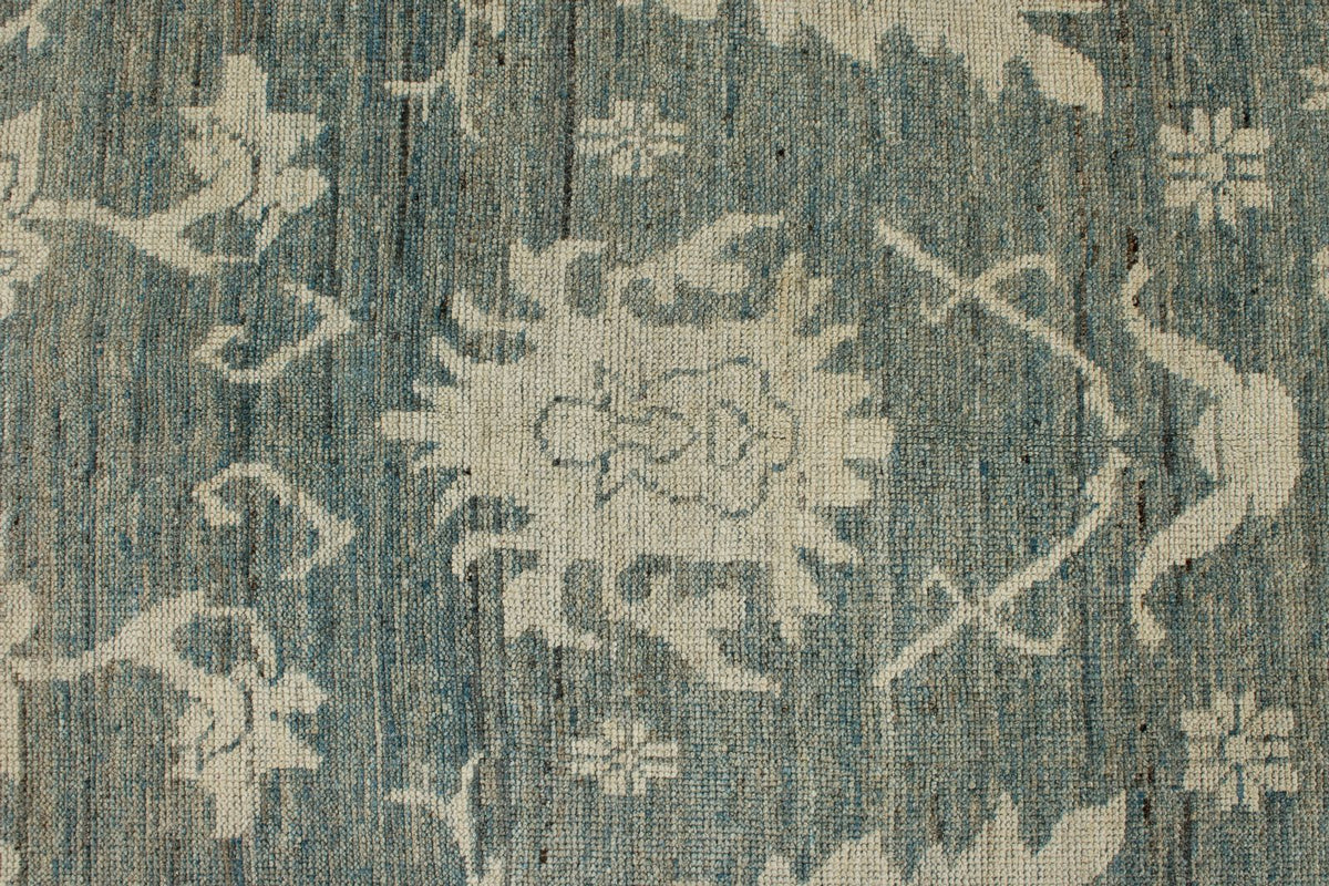 10x14 Blue and Ivory Turkish Oushak Rug