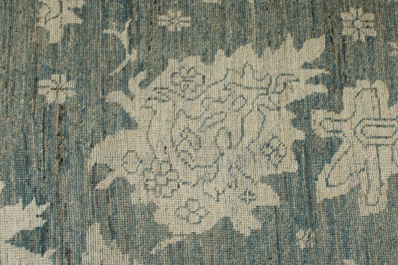 10x14 Blue and Ivory Turkish Oushak Rug