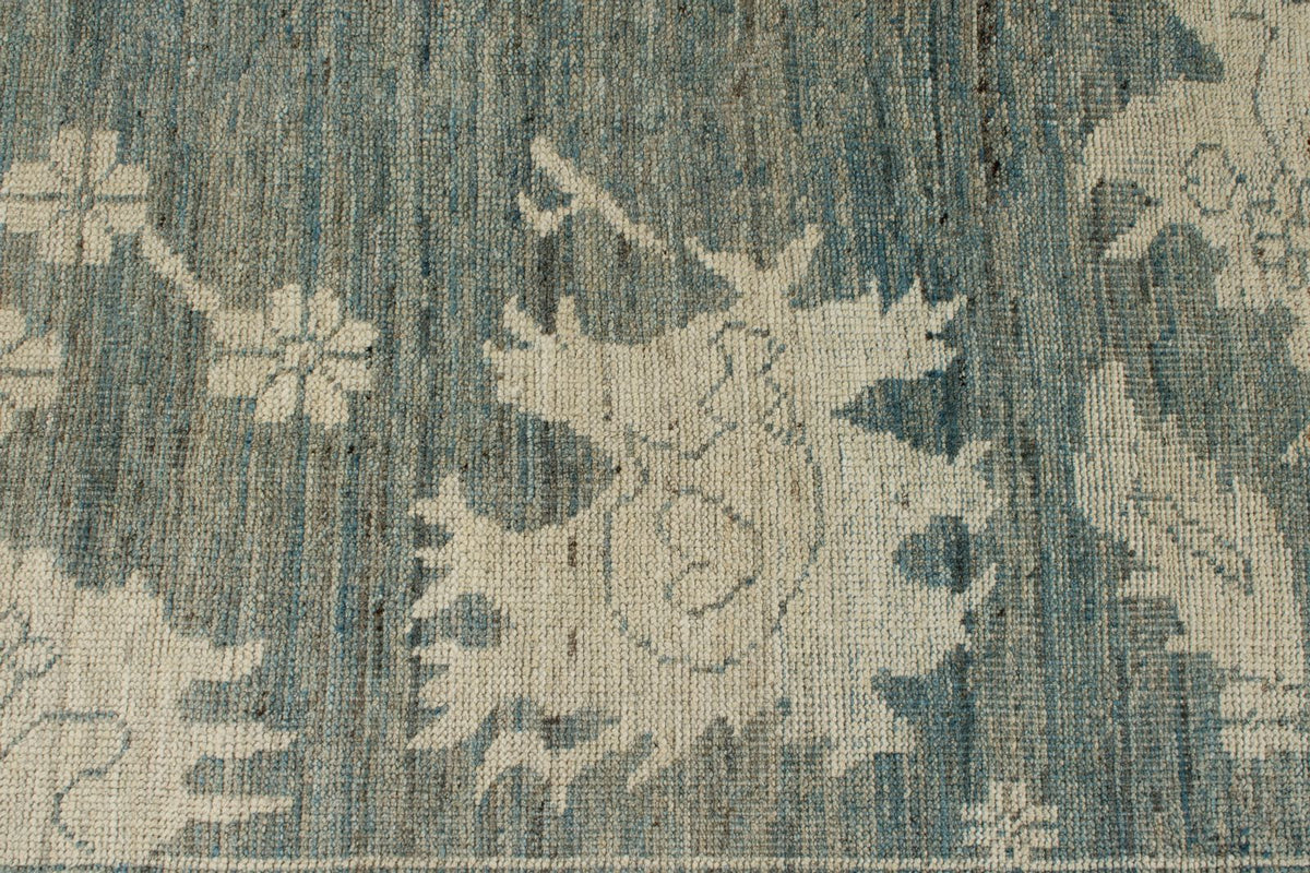 10x14 Blue and Ivory Turkish Oushak Rug
