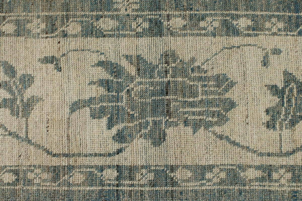 10x14 Blue and Ivory Turkish Oushak Rug