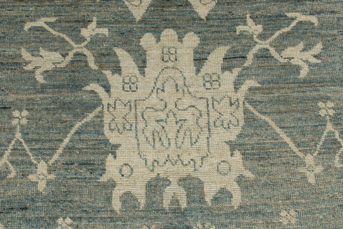 10x14 Blue and Ivory Turkish Oushak Rug