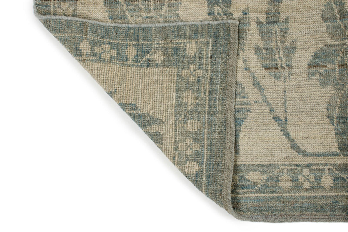 10x14 Blue and Ivory Turkish Oushak Rug