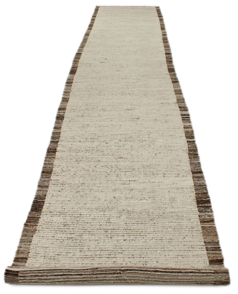 3x18 Ivory and Brown Anatolian Tribal Runner