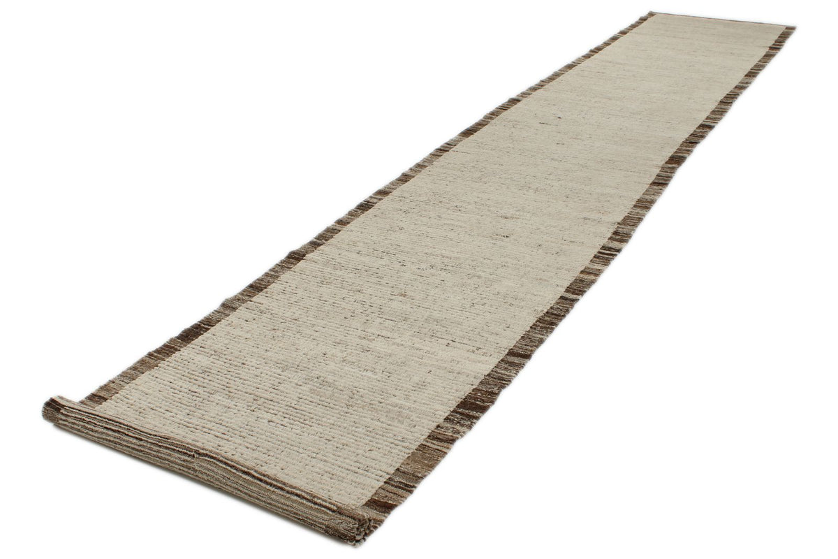 3x18 Ivory and Brown Anatolian Tribal Runner
