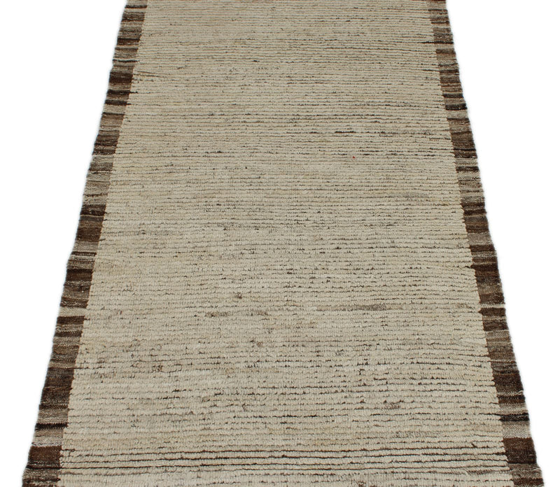 3x18 Ivory and Brown Anatolian Tribal Runner