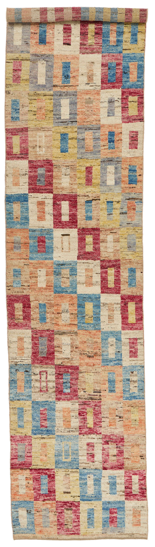 3x14 Multicolor and Ivory Anatolian Tribal Runner