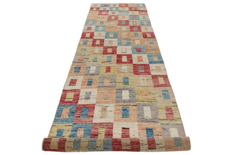 3x14 Multicolor and Ivory Anatolian Tribal Runner