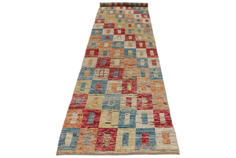 3x14 Multicolor and Ivory Anatolian Tribal Runner