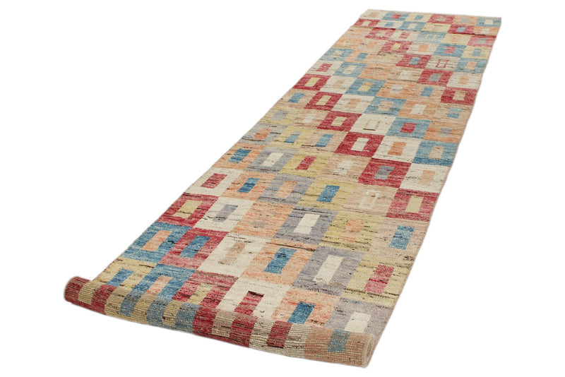 3x14 Multicolor and Ivory Anatolian Tribal Runner