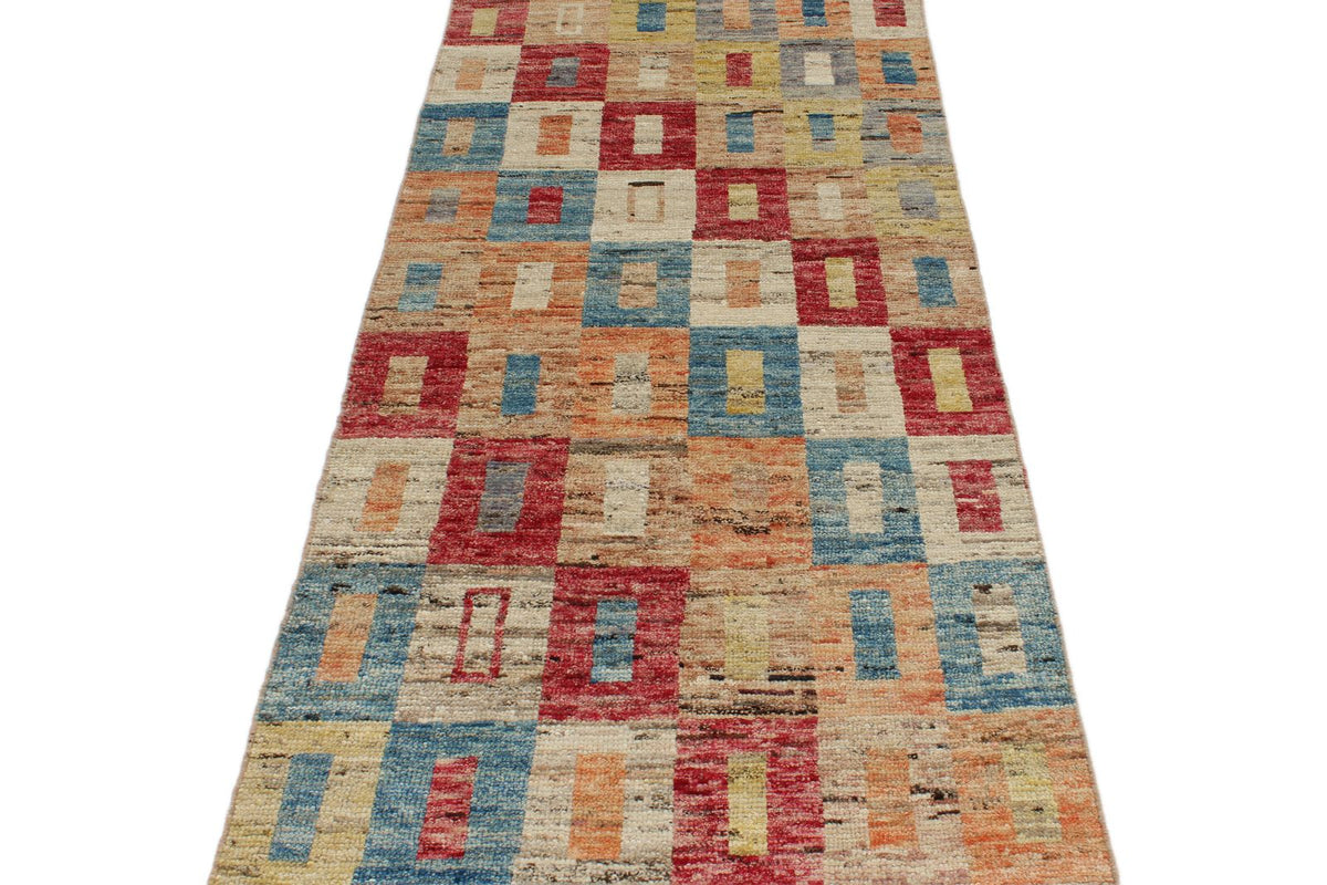 3x14 Multicolor and Ivory Anatolian Tribal Runner