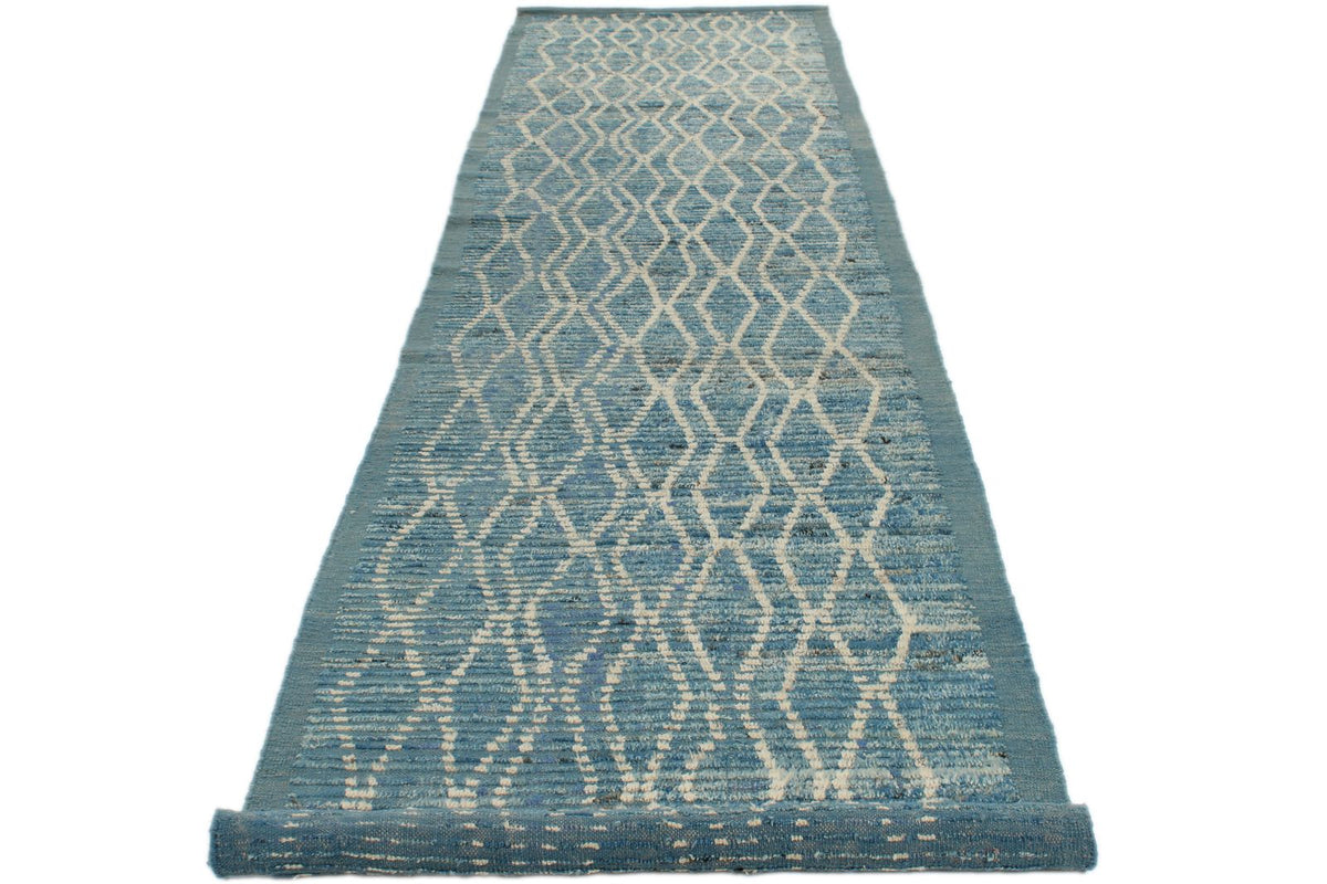 3x14 Blue and Ivory Anatolian Traditional Runner