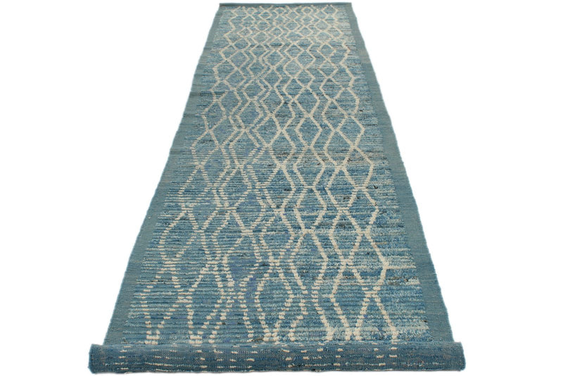 3x14 Blue and Ivory Anatolian Traditional Runner