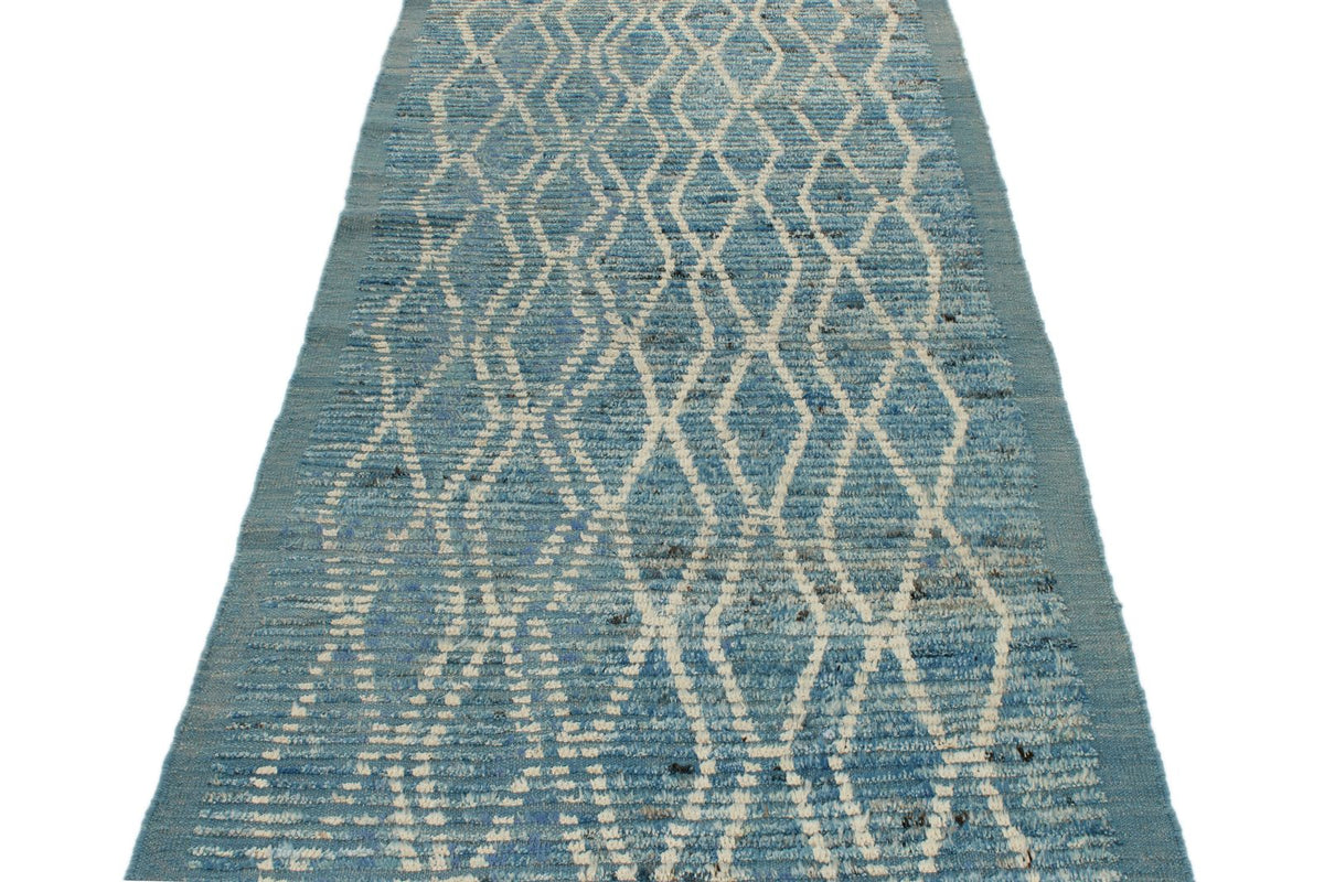 3x14 Blue and Ivory Anatolian Traditional Runner
