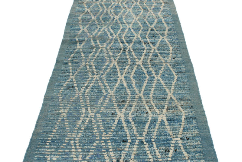 3x14 Blue and Ivory Anatolian Traditional Runner