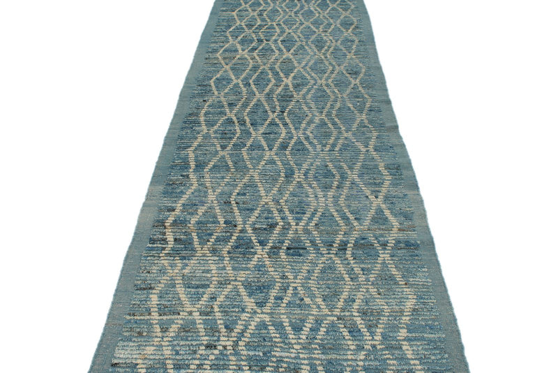 3x14 Blue and Ivory Anatolian Traditional Runner
