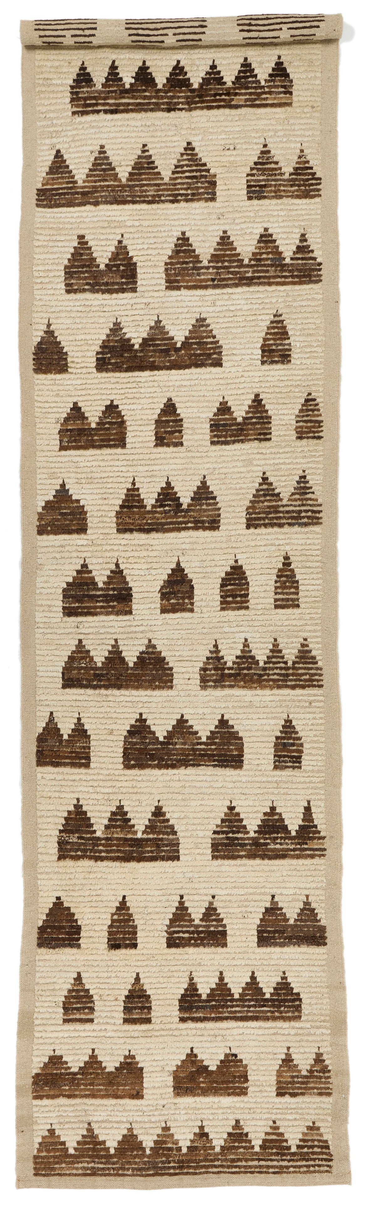 4x14 Ivory and Brown Anatolian Traditional Runner