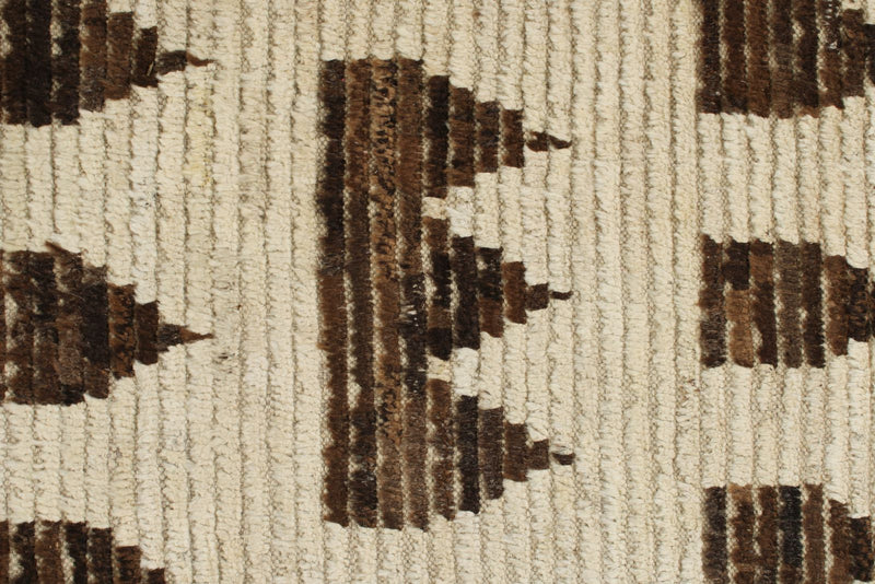 4x14 Ivory and Brown Anatolian Traditional Runner