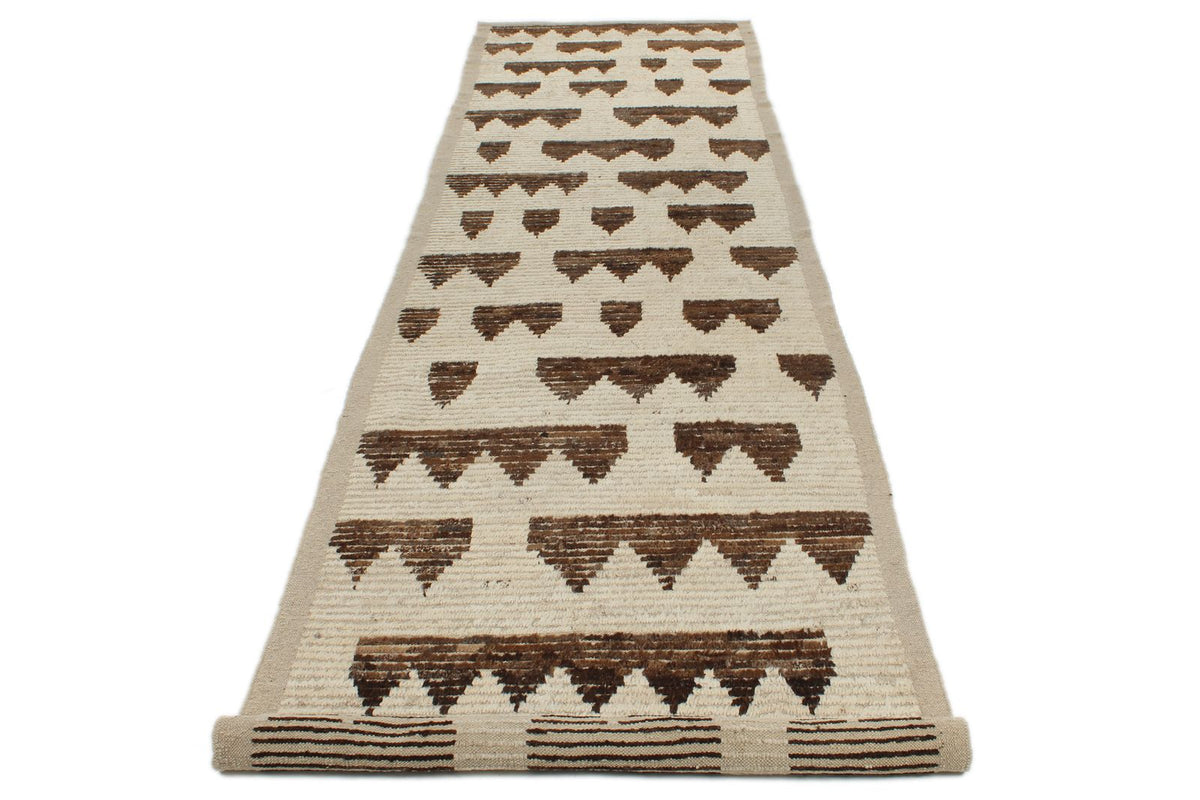 4x14 Ivory and Brown Anatolian Traditional Runner