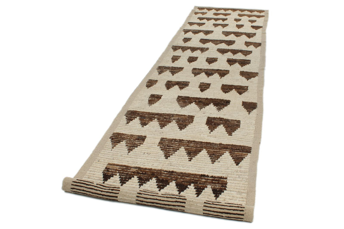 4x14 Ivory and Brown Anatolian Traditional Runner