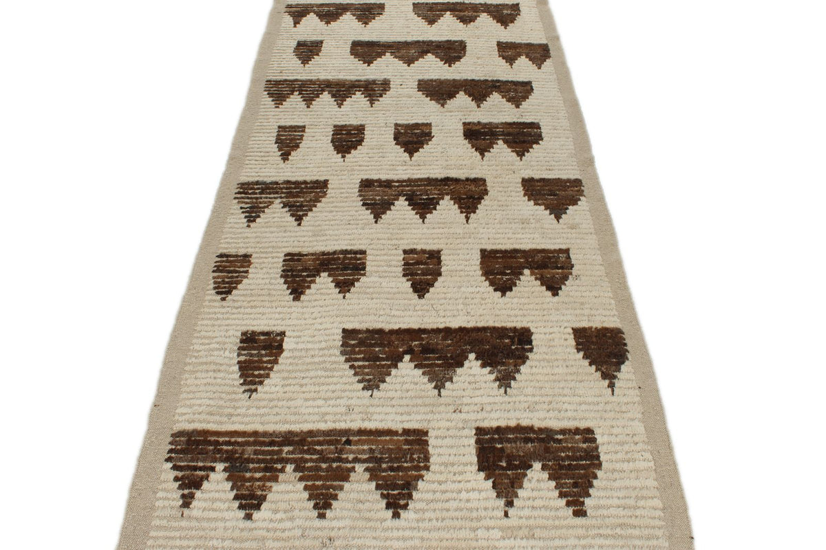 4x14 Ivory and Brown Anatolian Traditional Runner