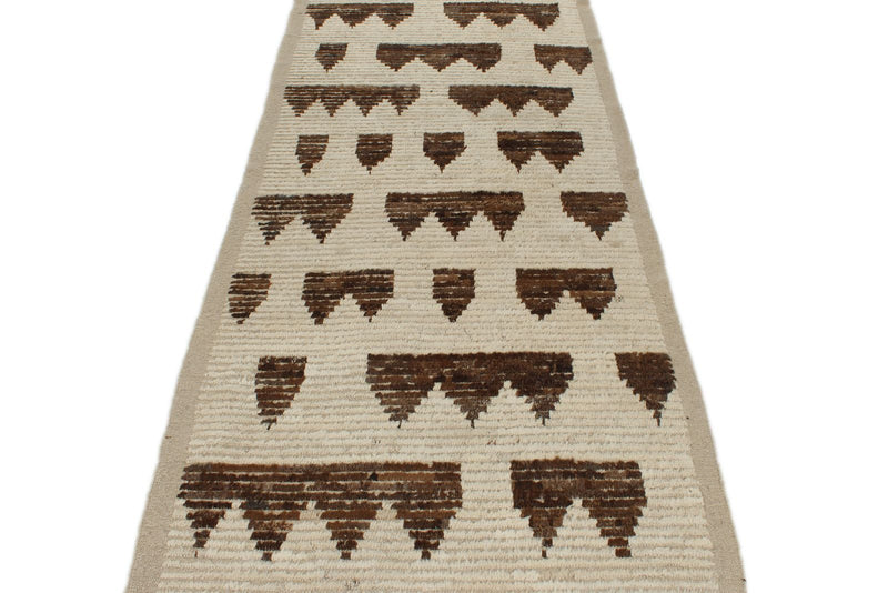 4x14 Ivory and Brown Anatolian Traditional Runner
