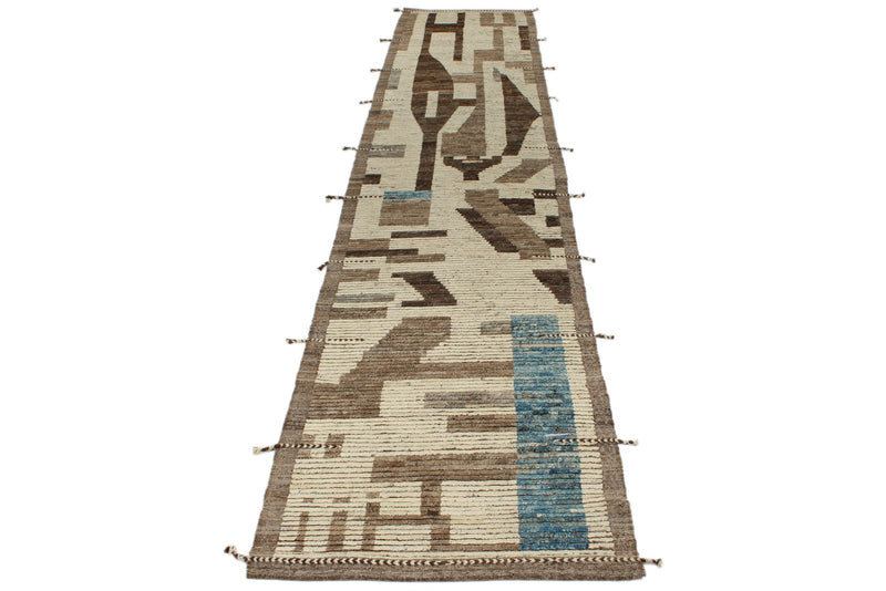 4x16 Ivory and Brown Anatolian Traditional Runner